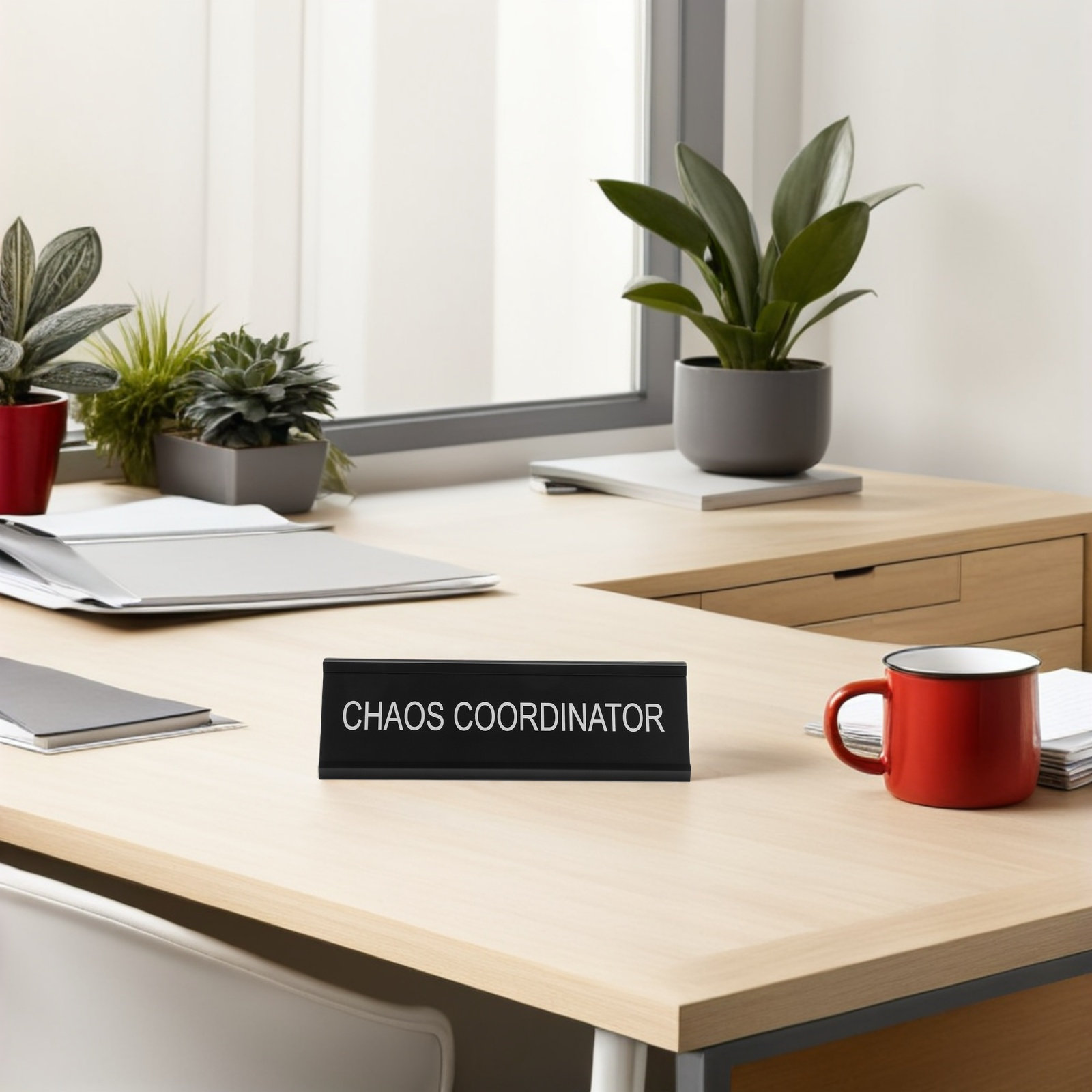 Desk Name Plate - L-Shaped Chaos Coordinator Desk Name Plate