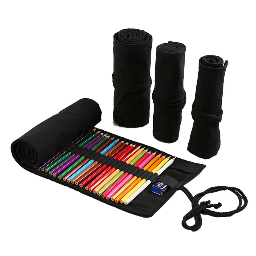 Pen Pouch Roll - Thick All Black Pen Curtain 12/24/36/48/72/108Holes