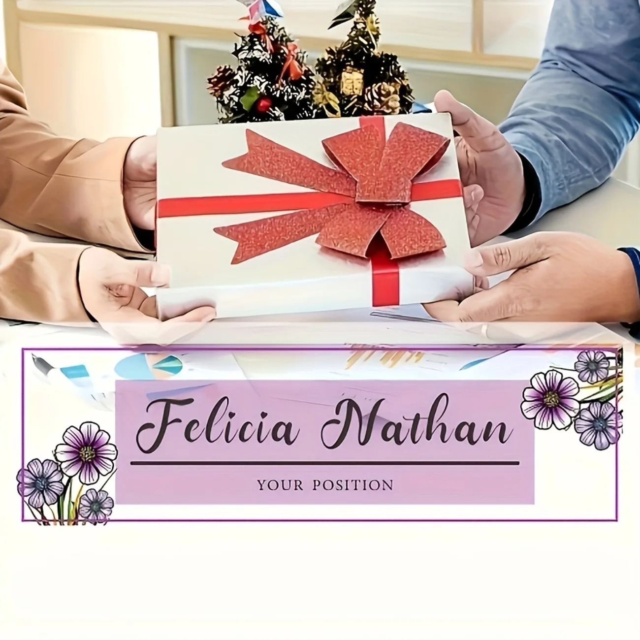 Pink‑Purple Floral Acrylic Des - Desk Name Plate recension och pris