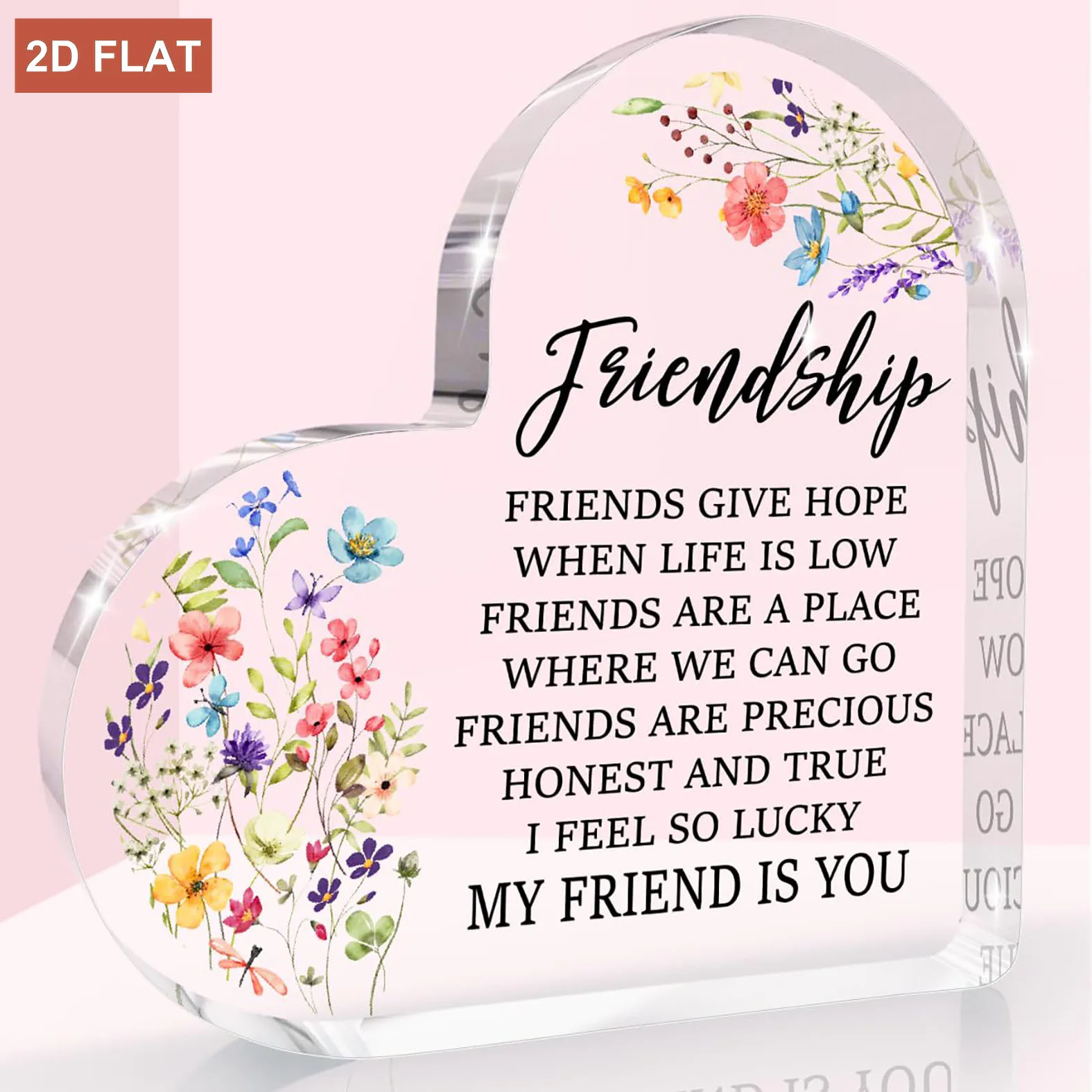 Heart-Shaped Acrylic Friendshi - Desk Name Plate recension och pris