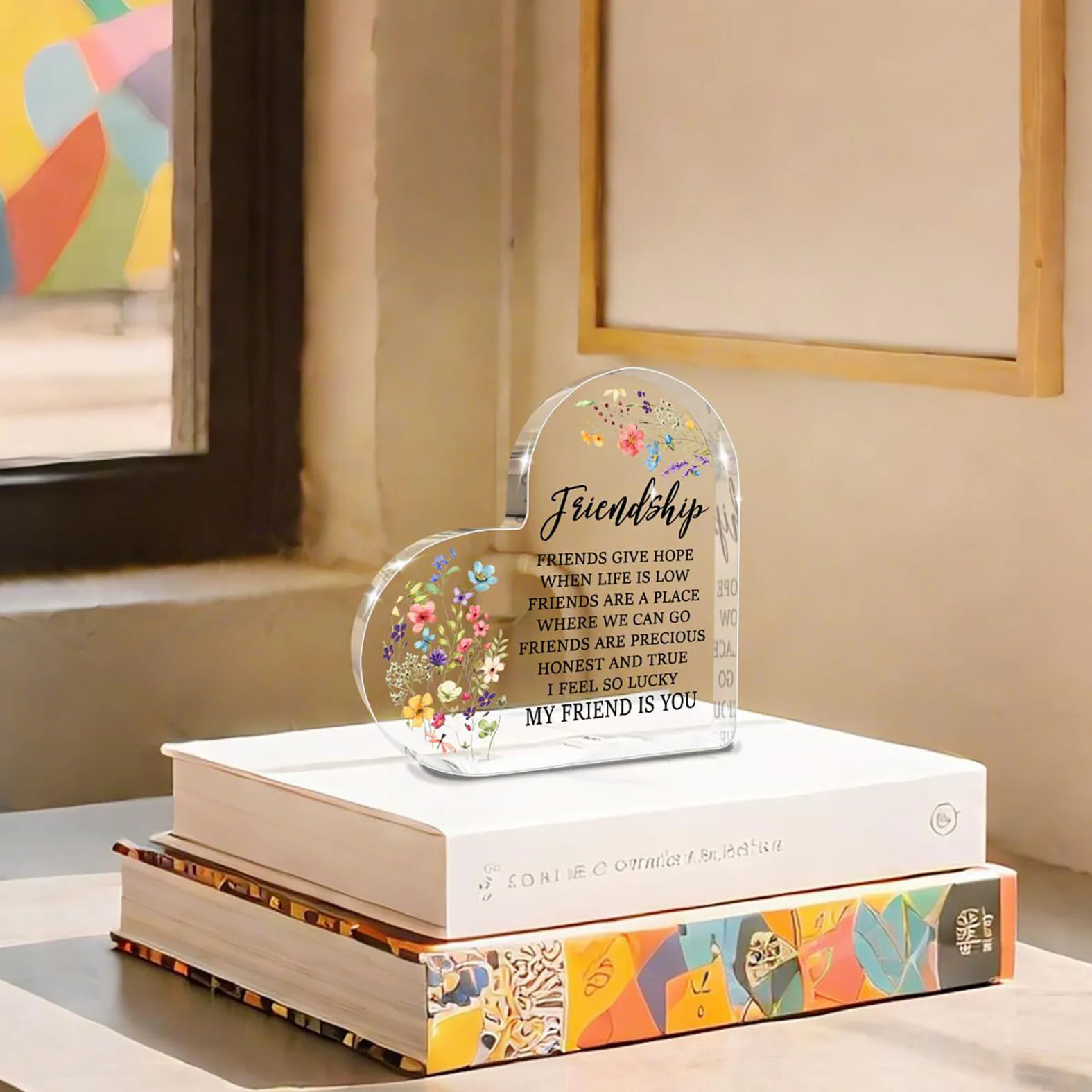 Heart-Shaped Acrylic Friendshi - Desk Name Plate recension och pris